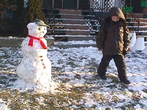 Xavier et son bonhomme de neige